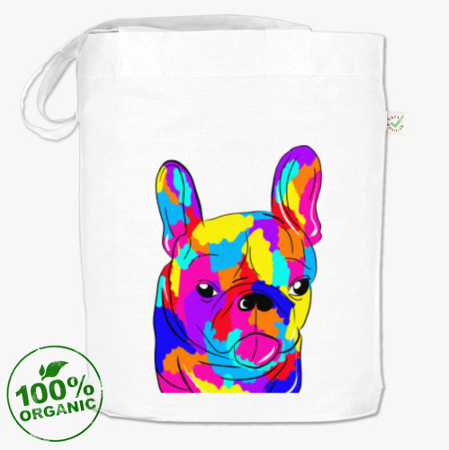 Сумка шоппер с принтом  "Бульдожек"