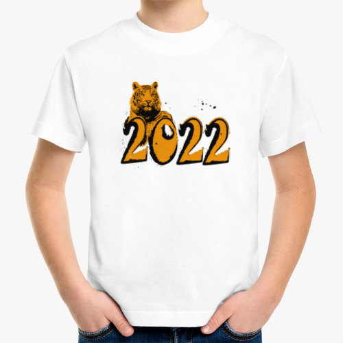 Детская футболка с принтом Тигр, символ нового года 2022