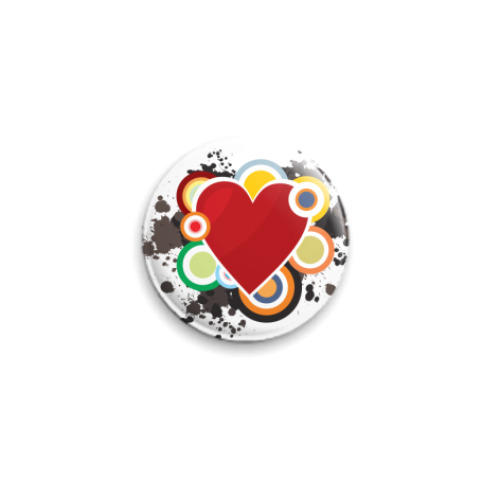 Значок 25мм с принтом Сердце
