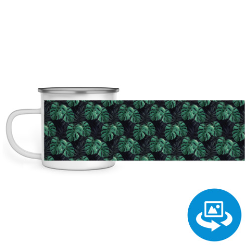 Эмалированная кружка (круговая запечатка) с принтом Тропический лес