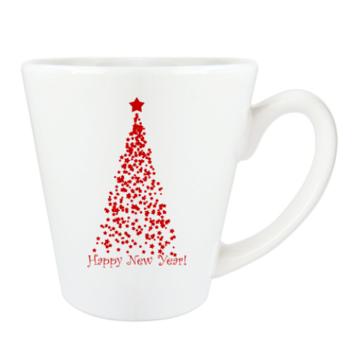 Чашка Латте с принтом Новогодняя Елка