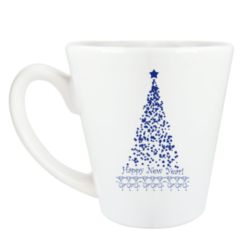 Чашка Латте с принтом Новогодняя Елка