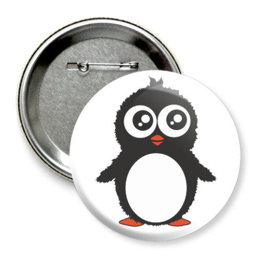 Значок 75мм с принтом Пингвин.
