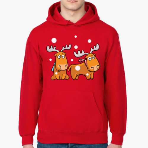 Толстовка худи с принтом Олени с шарфами