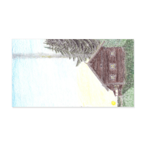 Виниловые наклейки с принтом Деревня, вечер