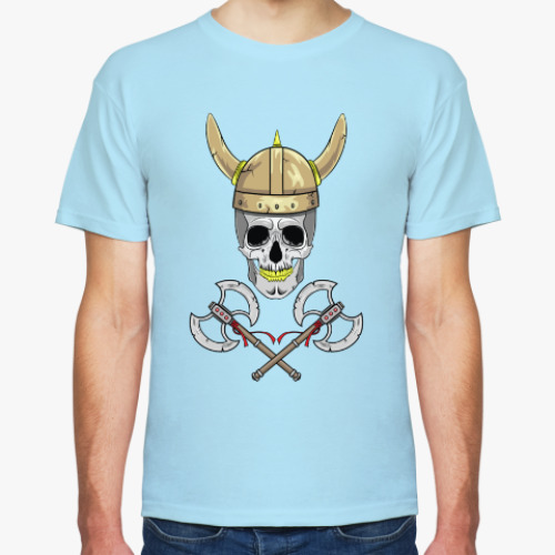 Футболка с принтом Череп викинга в шлеме с рогами