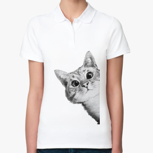 Женская рубашка поло Любопытный котик