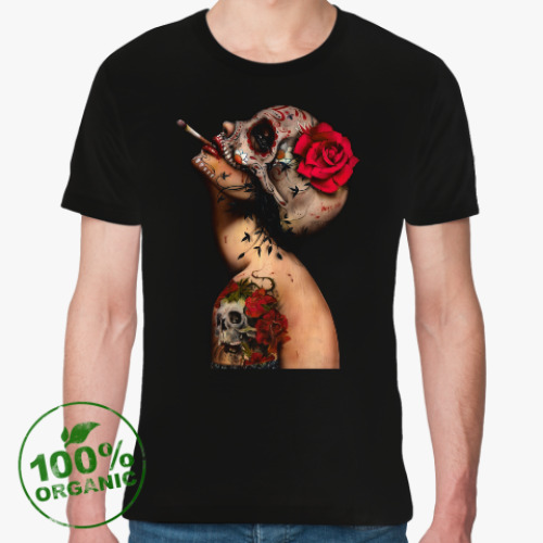 Футболка из органик-хлопка с принтом Sugar skull girl