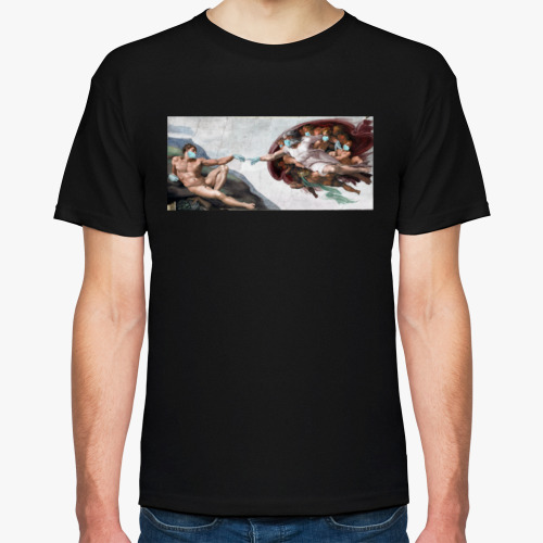 Футболка с принтом СОТВОРЕНИЕ АДАМА / КОРОНАВИРУС