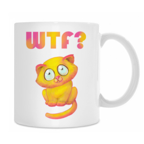Кружка с принтом котик wtf