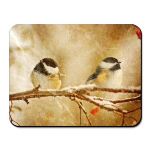 Коврик для мыши с принтом Синицы