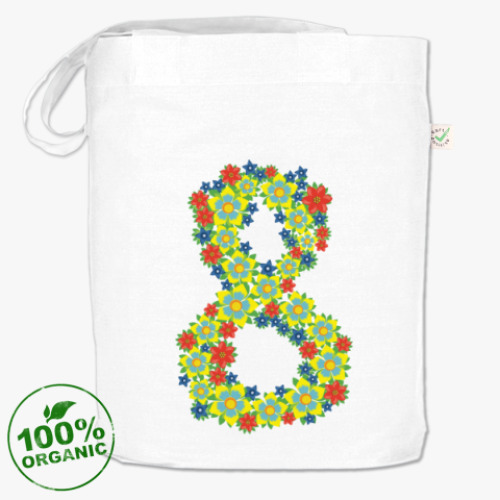 Сумка шоппер с принтом 8 марта