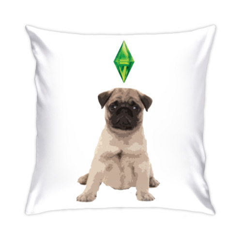 Подушка с принтом мопс, симс, the sims, для детей