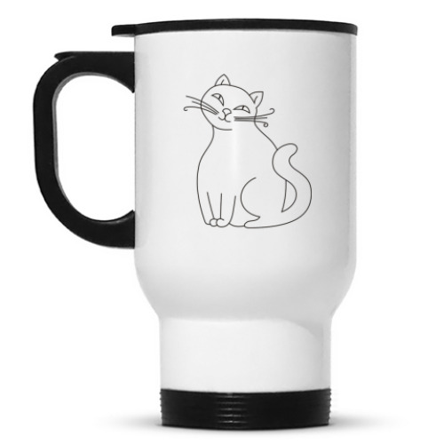 Кружка-термос с принтом Для задумчивой кошки