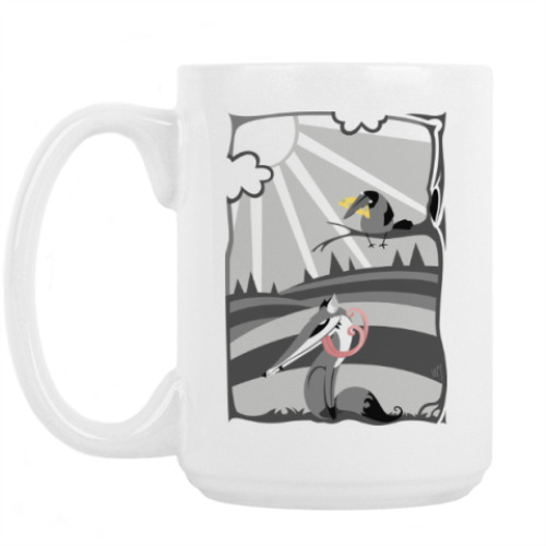 Кружка с принтом Ворона и лисица