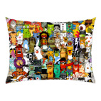 Подушка 47x35 см с цветной обратной стороной Персонажи коты в коллаже