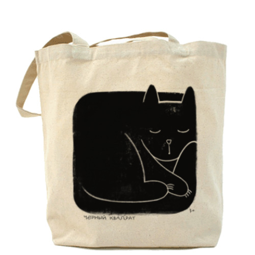 Сумка шоппер с принтом Черный квадрат