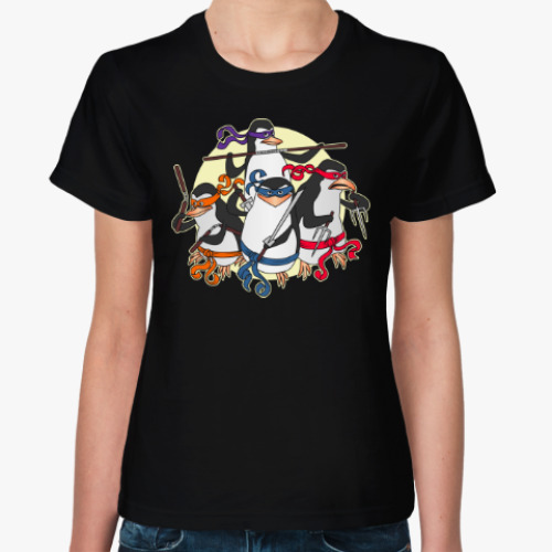 Женская футболка Пингвины ниндзя