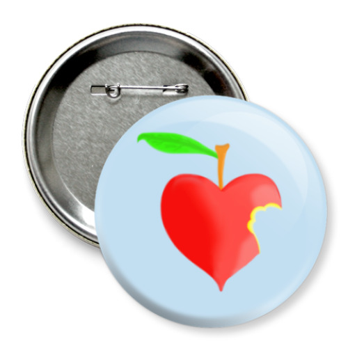 Значок 75мм с принтом Яблочное сердце