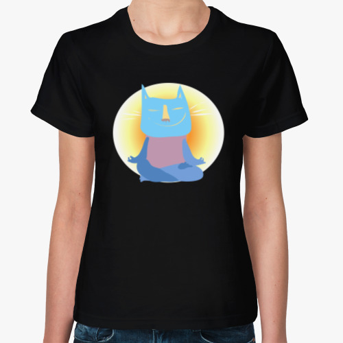 Женская футболка Кот-Будда