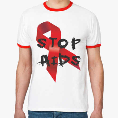 Футболка Ringer-T STOP AIDS
