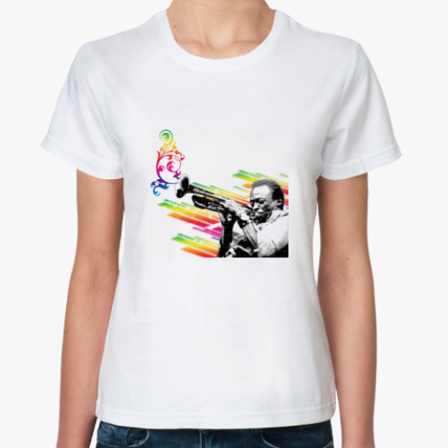 Классическая футболка с принтом Радужный трубач