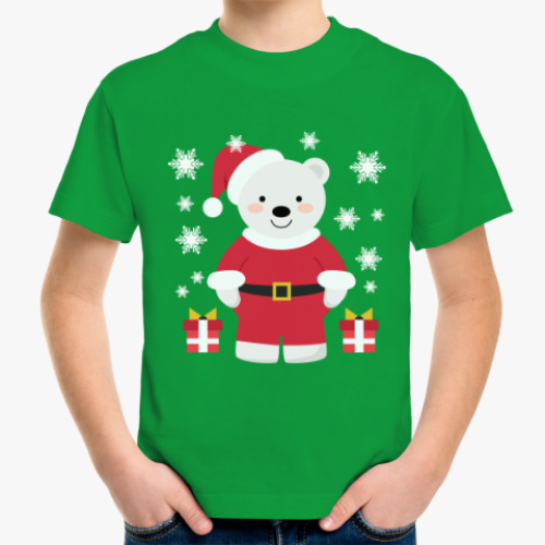 Детская футболка Новогодний полярный медведь