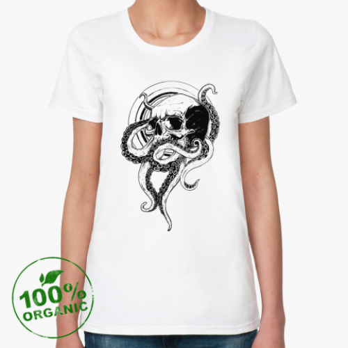 Женская футболка из органик-хлопка Череп с щупальцами