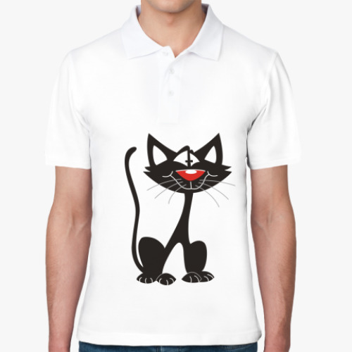 Рубашка поло с принтом Кот