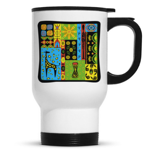 Кружка-термос с принтом Бодрое утро в Африке