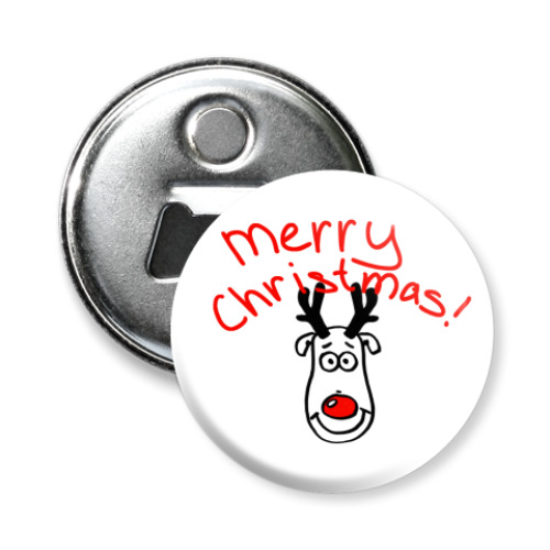 Магнит-открывашка с принтом Merry Christmas !