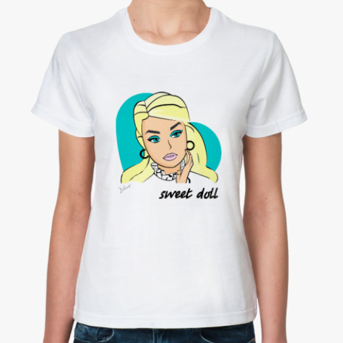Классическая футболка с принтом Сладкая куколка