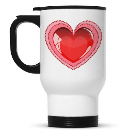 Кружка-термос с принтом сердце