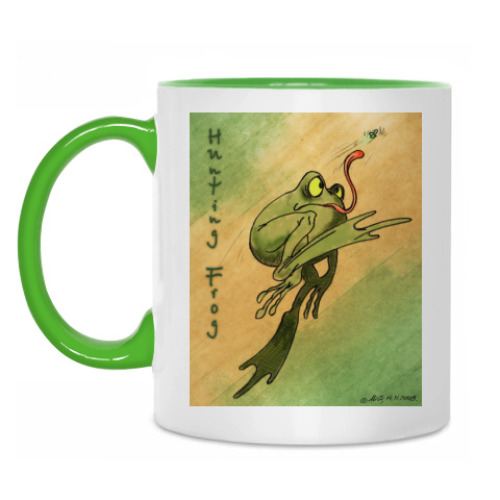 Кружка с принтом Охотящаяся лягушка