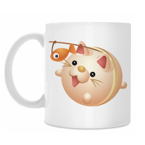 Кружка с принтом Котик-рыболов