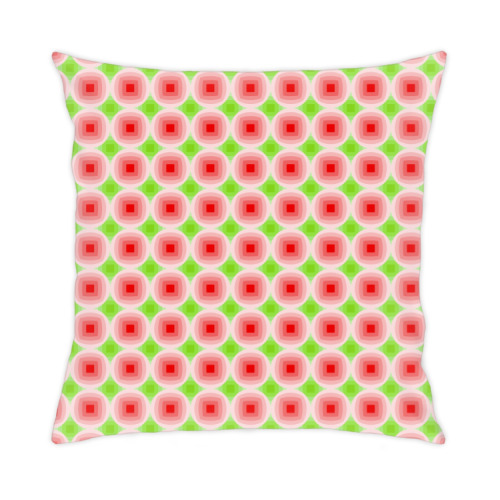 Подушка с принтом Красный и зеленый. Круг и квадрат.