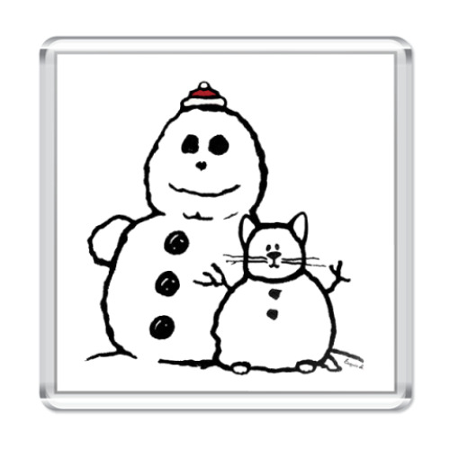 Магнит  Снеговики