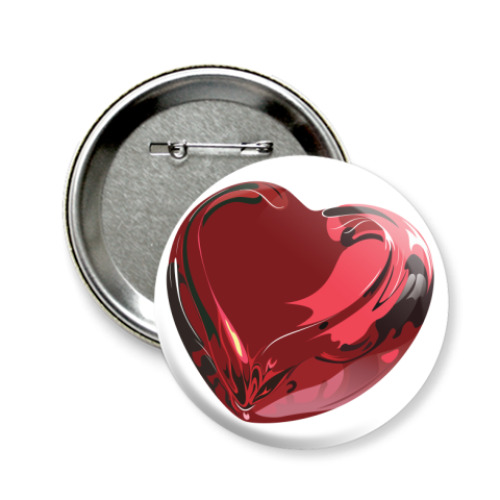Значок 58мм с принтом Сердце