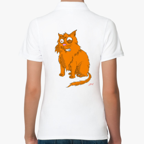 Женская рубашка поло (печать) с принтом ГрустнаяМося&ФрикиКот