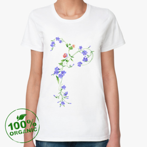 Женская футболка из органик-хлопка  Вьющиеся цветы