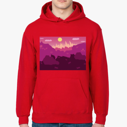 Толстовка худи с принтом Горный пейзаж