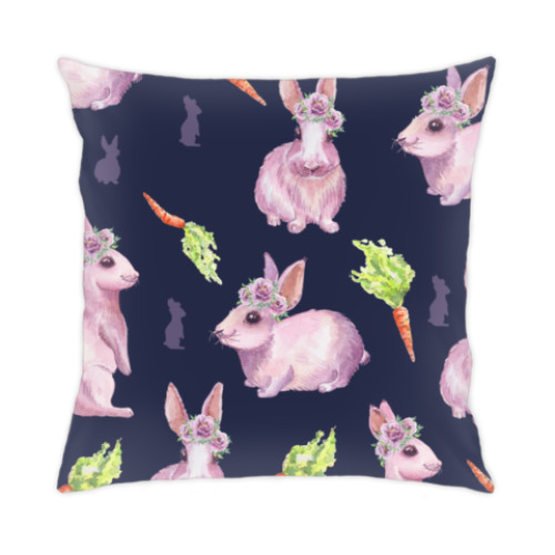 Подушка с принтом Кролики