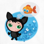 Котенок мечтающий о рыбке