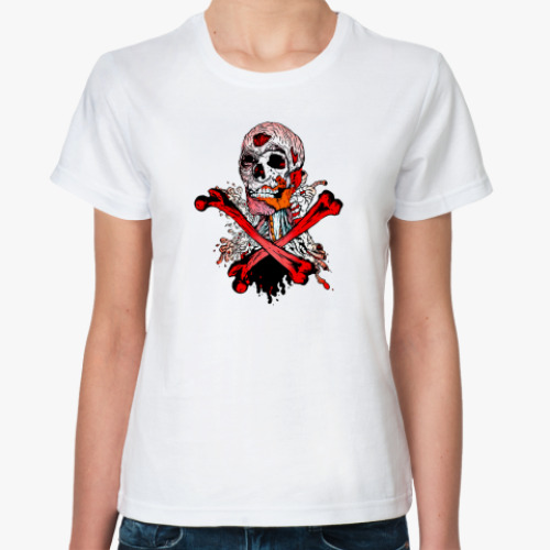 Классическая футболка с принтом  футболка Череп