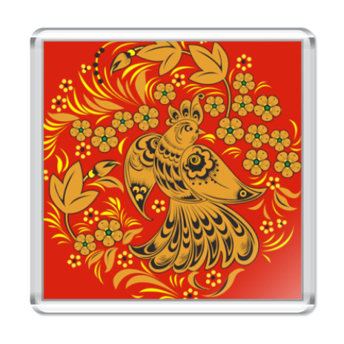 Магнит с принтом Птица хохлома