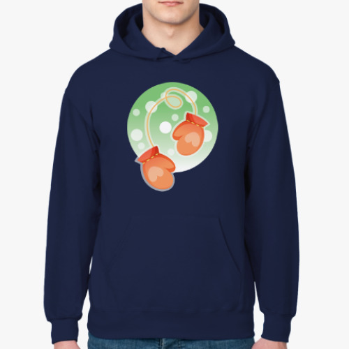 Толстовка худи с принтом Теплые объятия. Варежки.