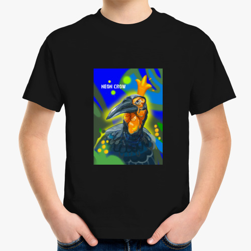 Детская футболка Неоновый ворон