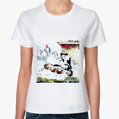 Классическая футболка с принтом Женская футболка, белая