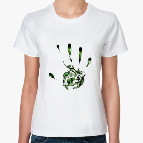 Классическая футболка Зеленый отпечаток