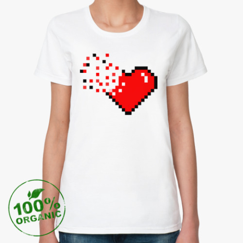 Женская футболка из органик-хлопка Pixel Broken Heart (сердце)